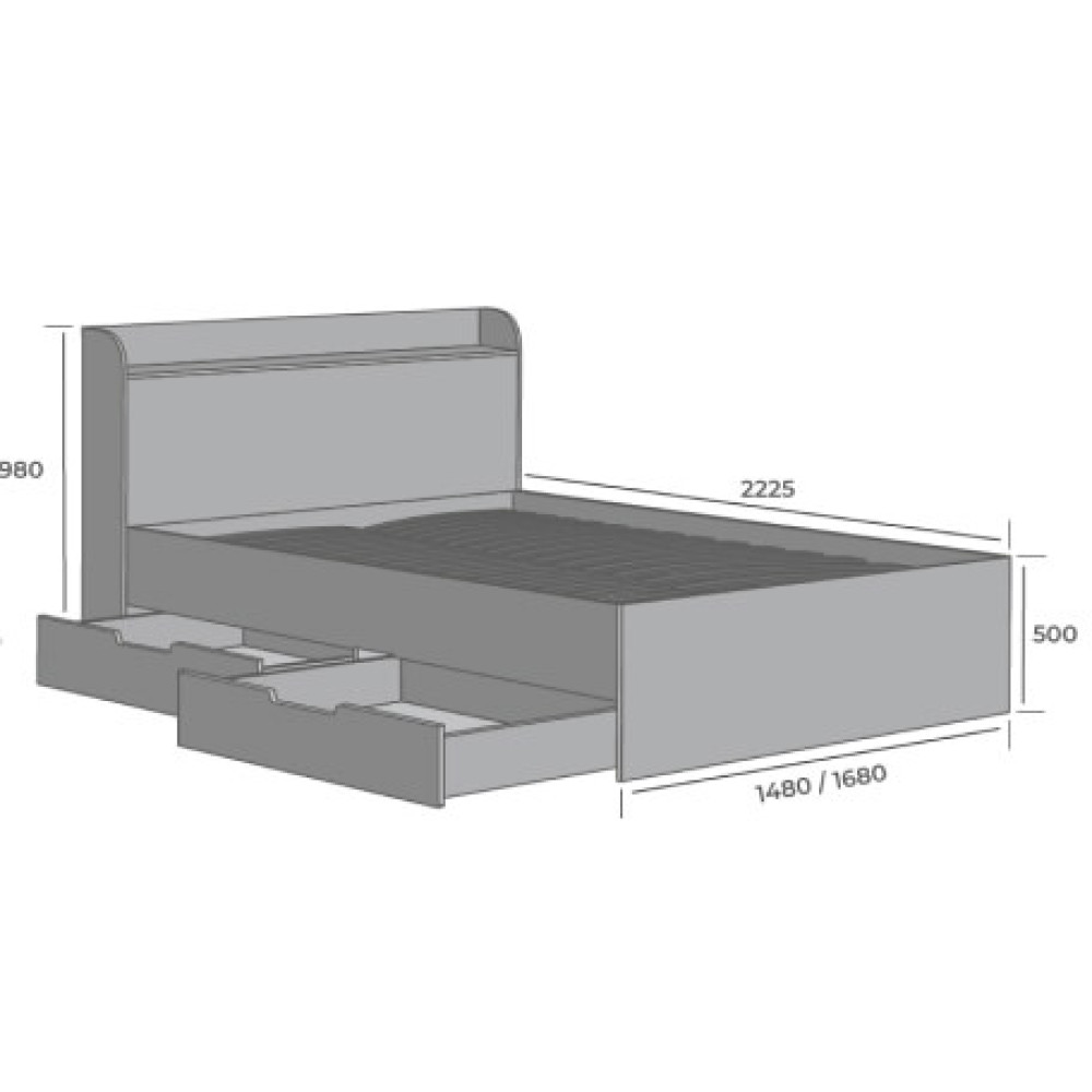 Кровать двуспальная MebelStar Адель с ящиками 160x200 см Кашемир (MBS-1427)