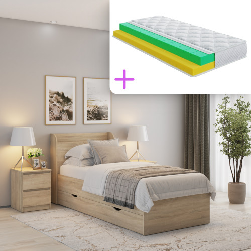 Кровать MebelStar Адель 90x200 см с матрасом Noble Argentum Star (MBS-3437)