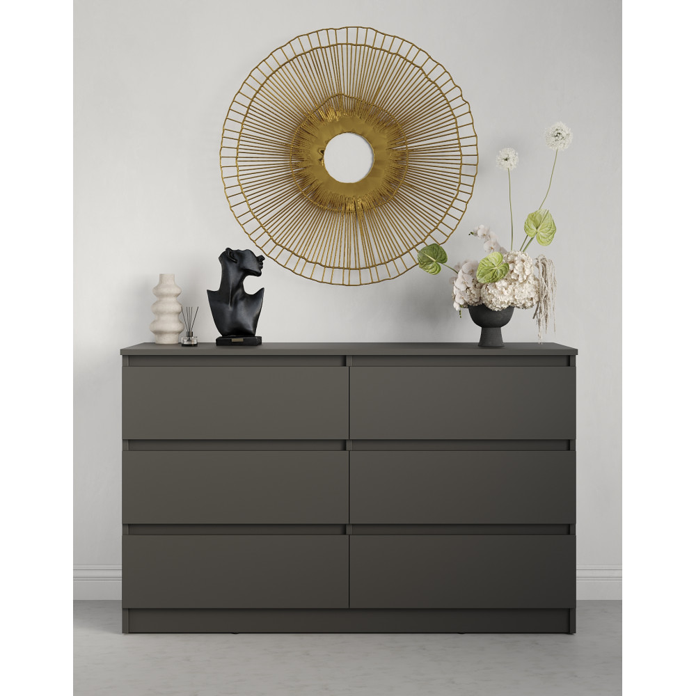 Комод для вещей MebelStar Нео 6Ш 120x43x75,5 см Антрацит (MBS-1088)