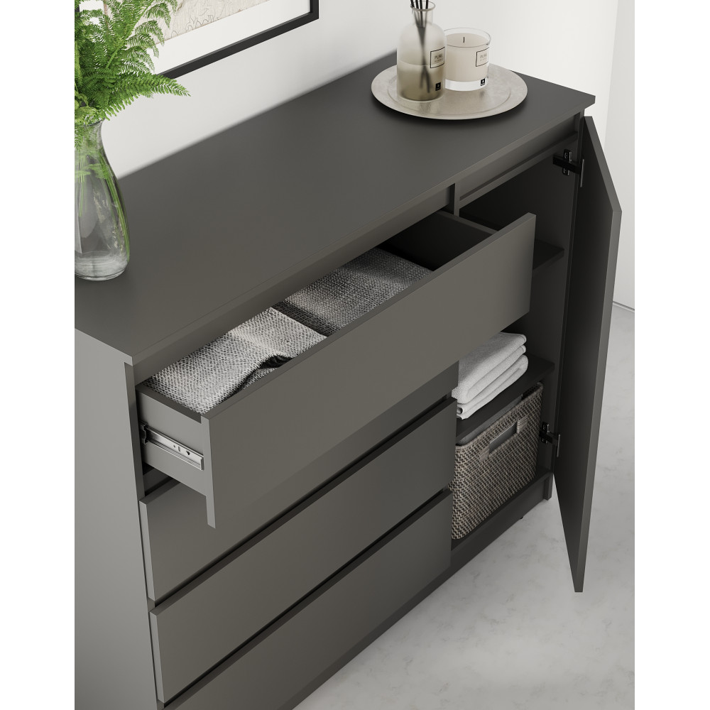 Комод в спальню MebelStar Нео 1Д4Ш 120x43x98 см Антрацит (MBS-1058)