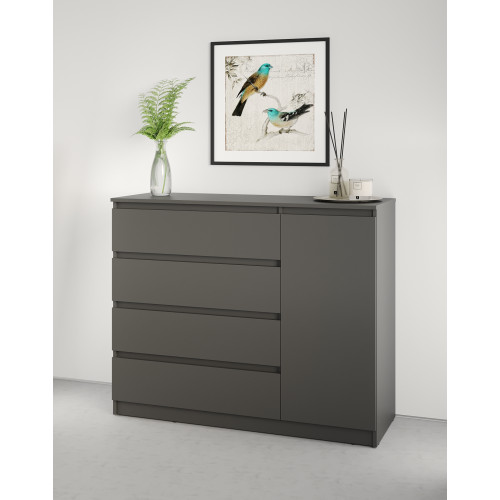 Комод в спальню MebelStar Нео 1Д4Ш 120x43x98 см Антрацит (MBS-1058)