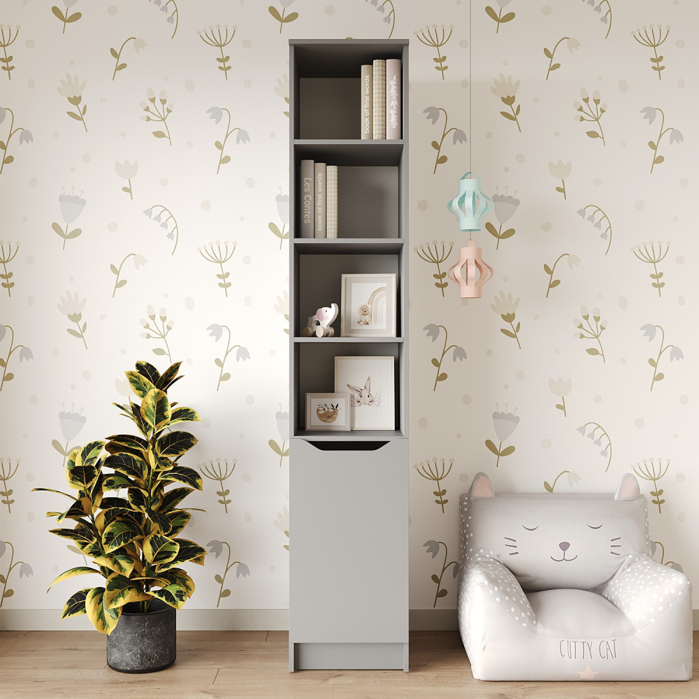 Пенал с открытыми полками 1Д Лилу 40x40x210 см Серая мышка (MBS-1398)