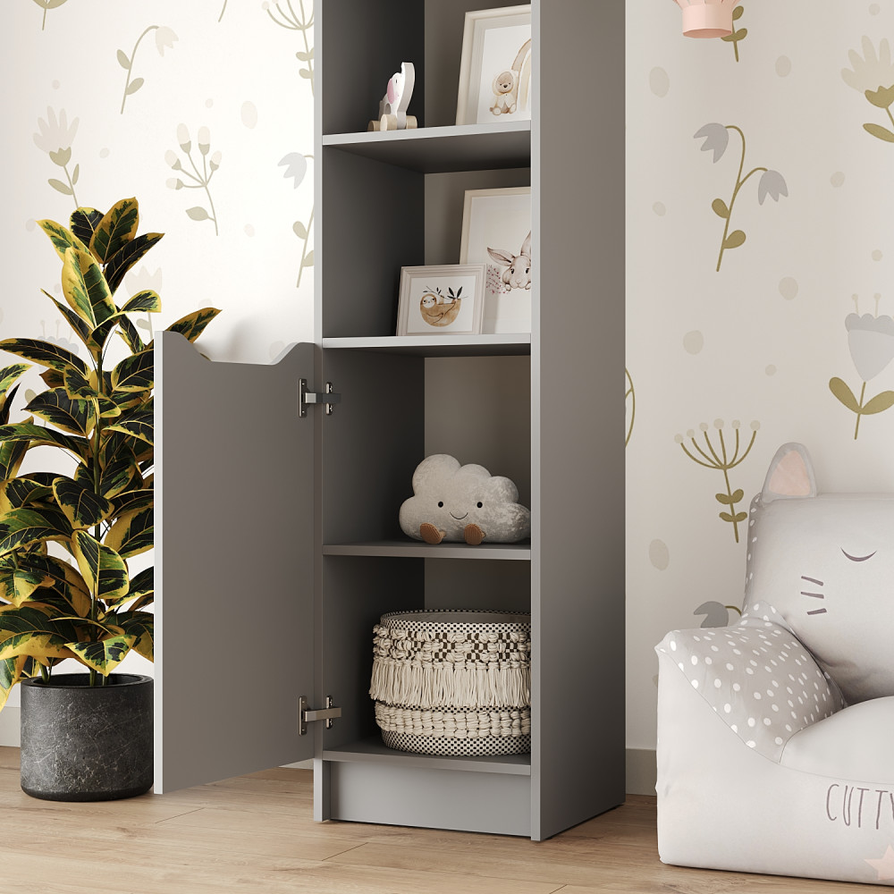 Пенал с открытыми полками 1Д Лилу 40x40x210 см Серая мышка (MBS-1398)