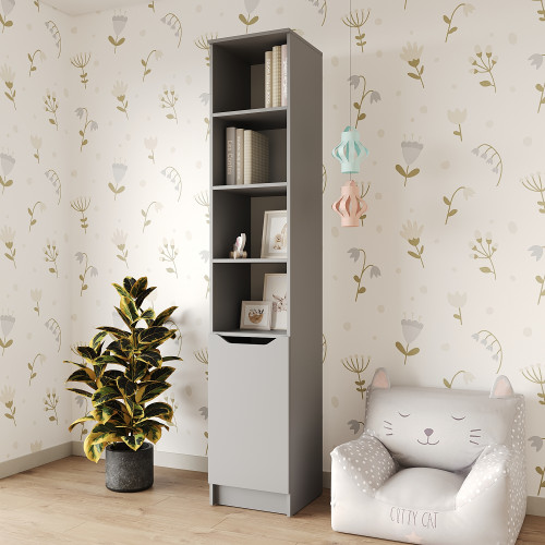 Пенал с открытыми полками 1Д Лилу 40x40x210 см Серая мышка (MBS-1398)