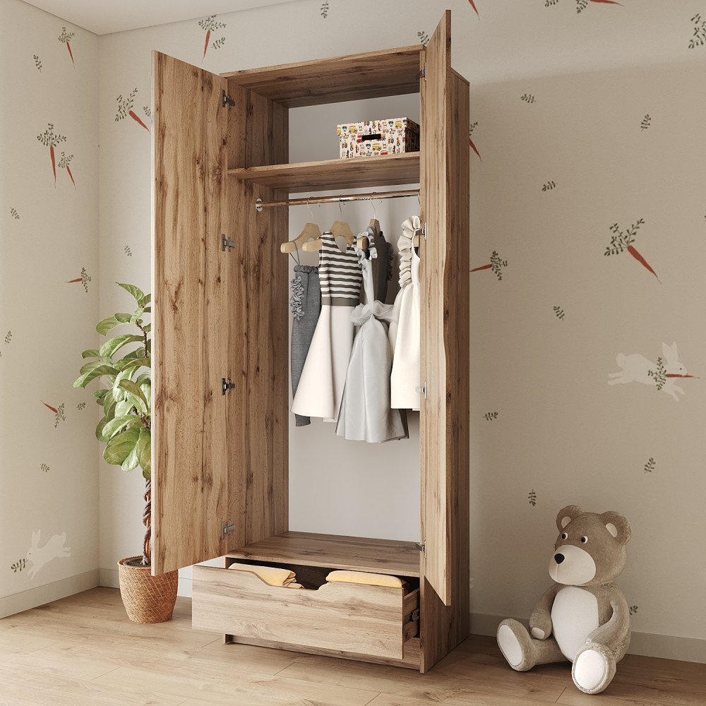 Шкаф распашной MebelStar 2Д1Ш Лилу 80x50x210 см Дуб тахо (MBS-1408)