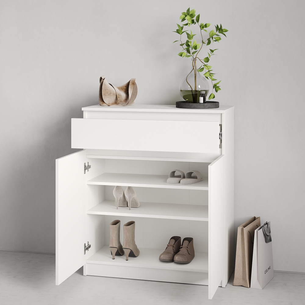 MebelStar Shoe cabinet Neo Alaska white, 80x35x95 cm (MBS-1008)