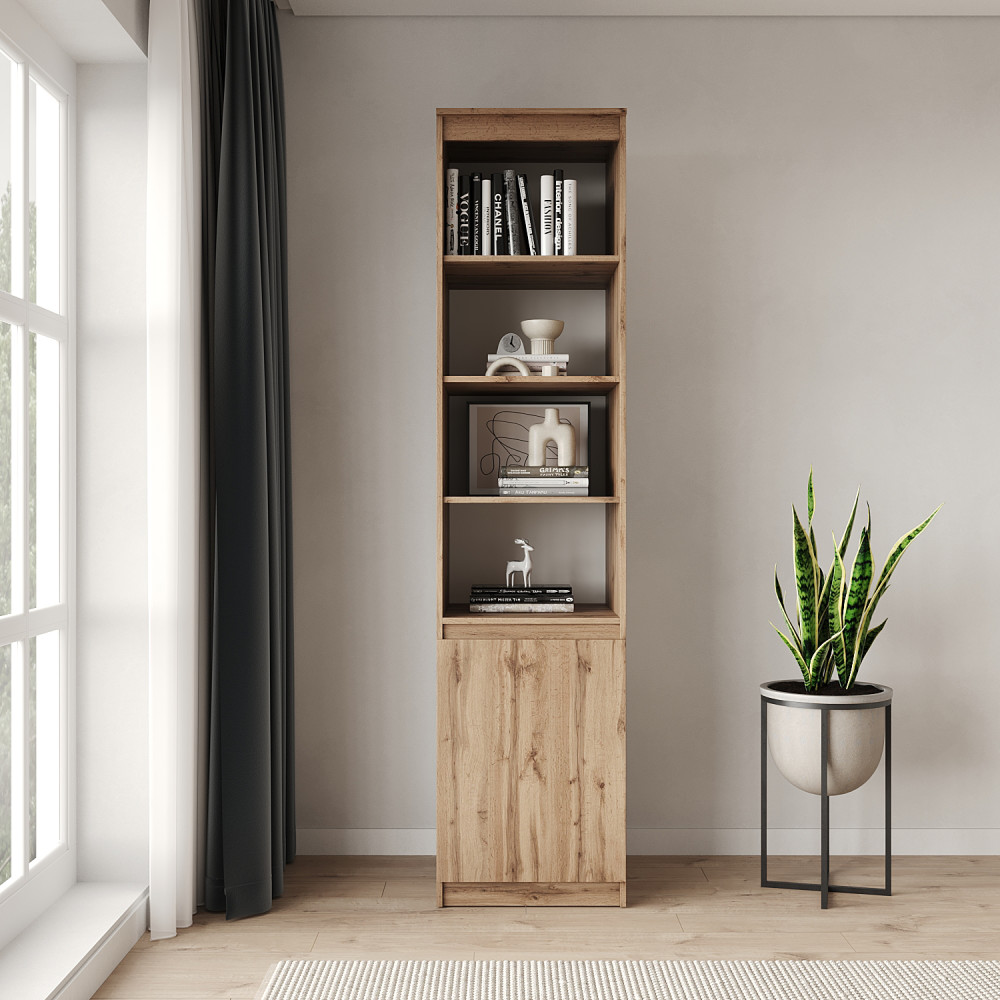 Пенал с открытыми полками MebelStar Нео 1Д 50x50x210 см Дуб тахо (MBS-1158)