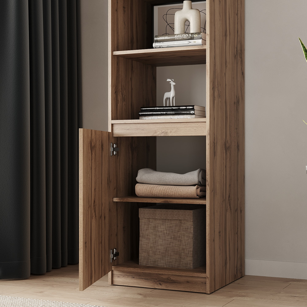 Пенал с открытыми полками MebelStar Нео 1Д 50x50x210 см Дуб тахо (MBS-1158)