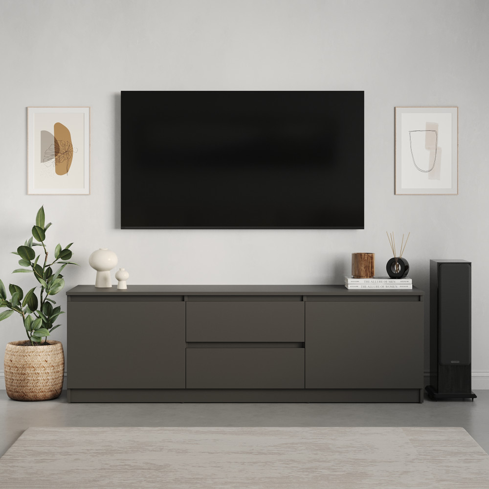 Тумба под телевизор MebelStar Нео 2Ш2Д 150x43x53 см Антрацит (MBS-1258)