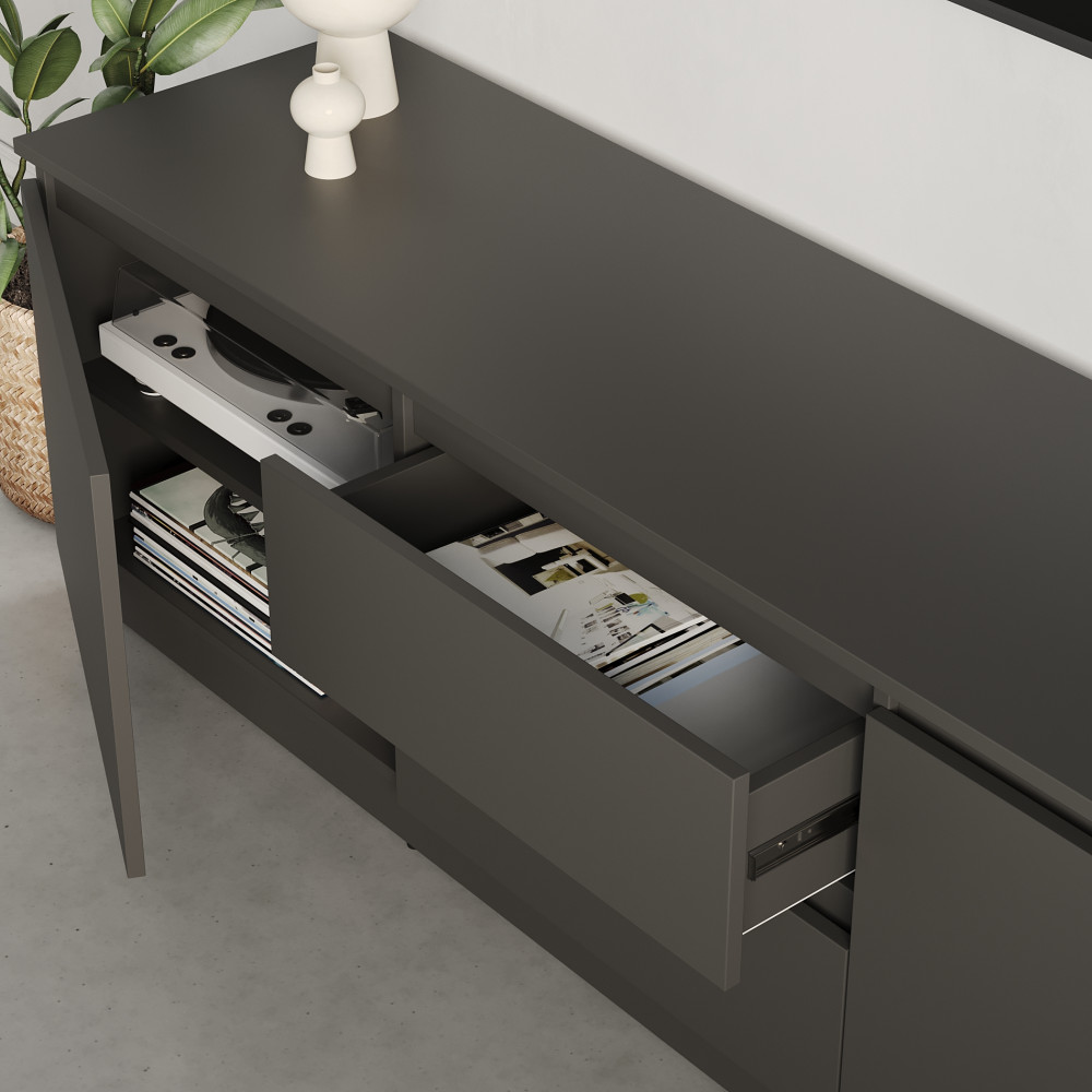 Тумба под телевизор MebelStar Нео 2Ш2Д 150x43x53 см Антрацит (MBS-1258)