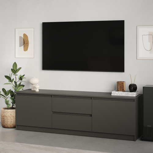 Тумба под телевизор MebelStar Нео 2Ш2Д 150x43x53 см Антрацит (MBS-1258)