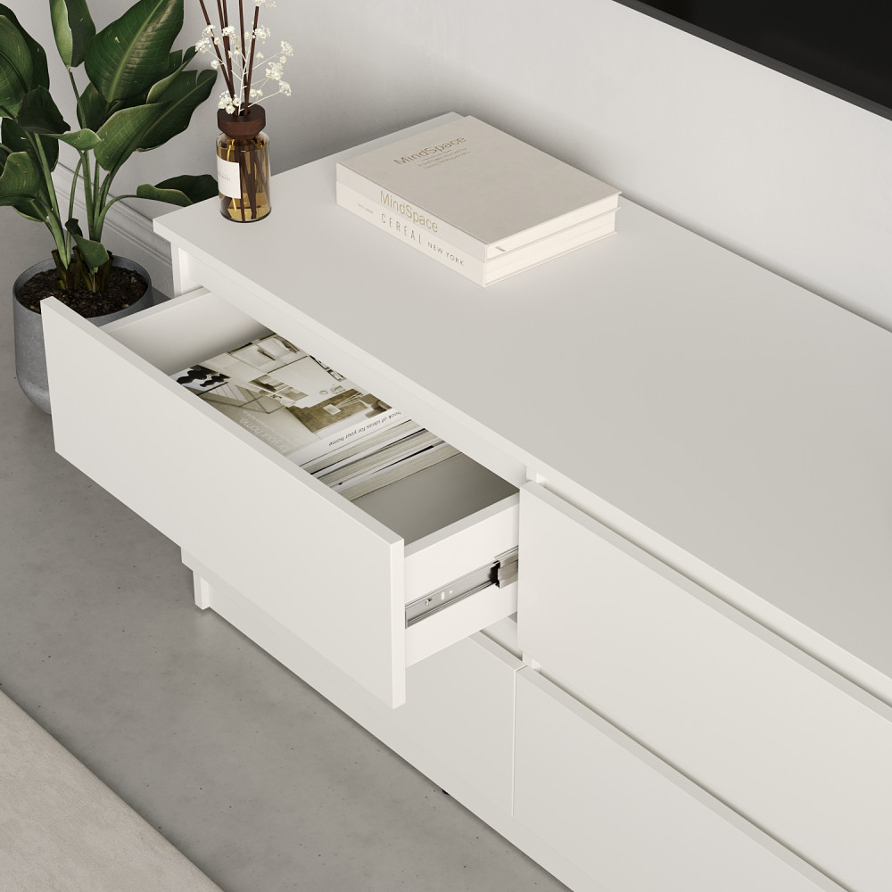 Тумба под телевизор MebelStar Нео 4Ш 120x43x53 см Аляска белый (MBS-1268)