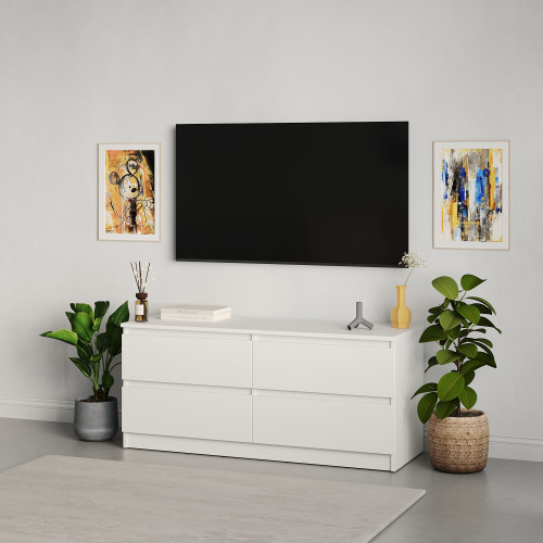 Тумба під телевізор MebelStar Нео 4Ш 120x43x53 см Аляска білий (MBS-1268)