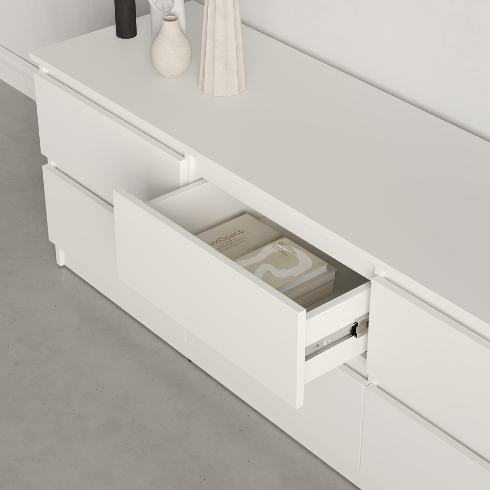 Тумба под телевизор MebelStar Нео 6Ш 150x43x53 см Аляска белый (MBS-1278)