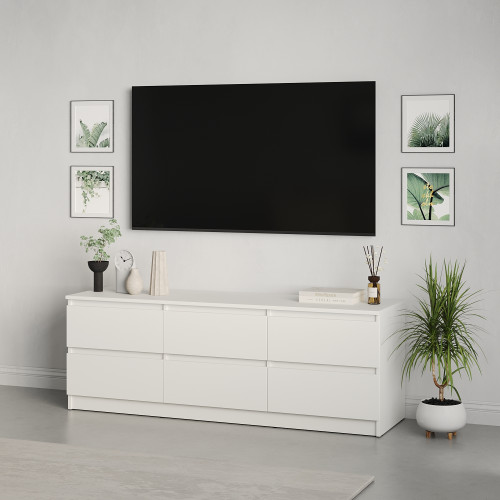 Тумба под телевизор MebelStar Нео 6Ш 150x43x53 см Аляска белый (MBS-1278)