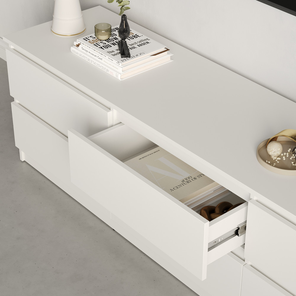 Тумба под телевизор MebelStar Нео 6Ш 180x43x53 см Аляска белый (MBS-1288)