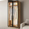 MebelStar 2-door wardrobe Oscar Showcase BL-B with LED lighting, standard Tahoe oak, 100x52x220 cm (MBS-11695)