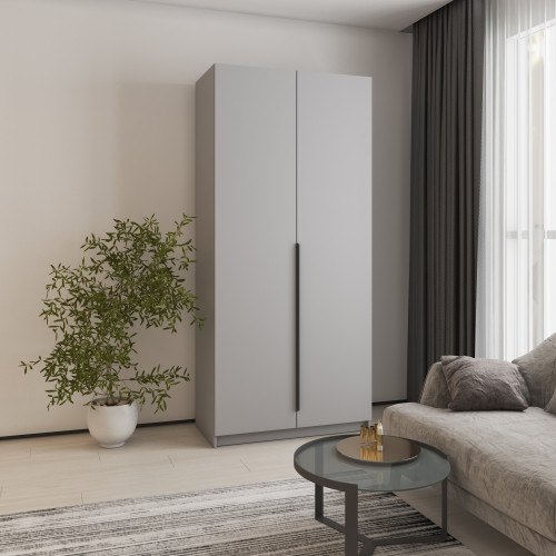 Шкаф 2-дверный MebelStar Оскар ДСП BL-B, стандарт 100x52x220 см Серая мышка (MBS-4486)