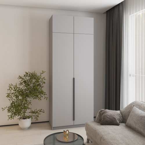 Шкаф 2-дверный с антресолью MebelStar Оскар ДСП BL-B, стандарт 100x52x260 см Серая мышка (MBS-4826)