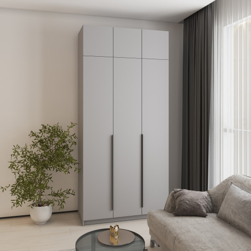 Шкаф 3-дверный с антресолью MebelStar Оскар ДСП BL-B, стандарт 120x52x260 см Серая мышка (MBS-4876)