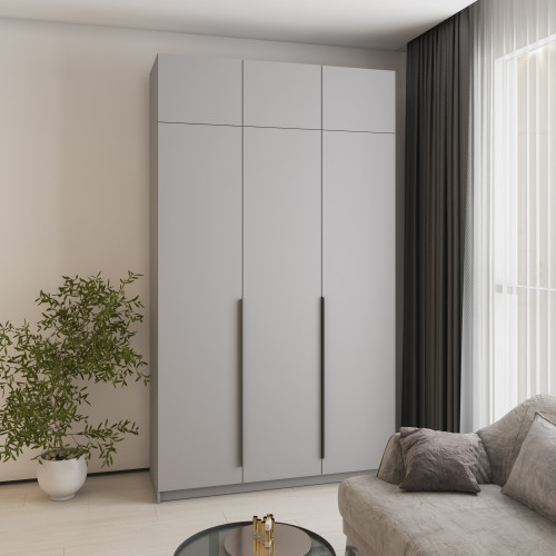 Шкаф 3-дверный с антресолью MebelStar Оскар ДСП BL-B, стандарт 150x52x260 см Серая мышка (MBS-4936)