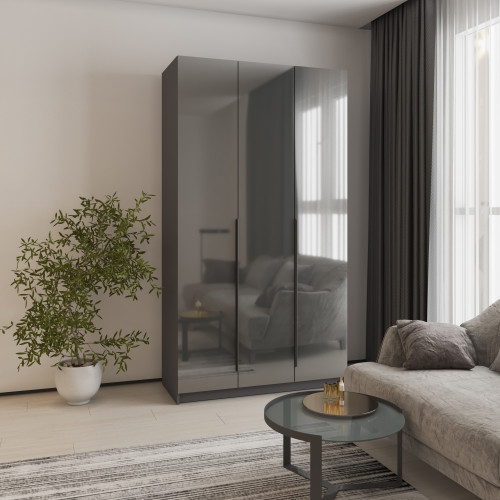 Шкаф 3-дверный MebelStar Оскар Gloss BL-B, стандарт 120x52x220 см Антрацит/Антрацит (MBS-5180)