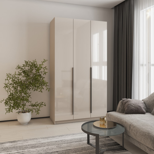 Шкаф 3-дверный MebelStar Оскар Gloss BL-B, блок ящиков+полки 120x52x220 см Кашемир/Кашемир (MBS-5210)