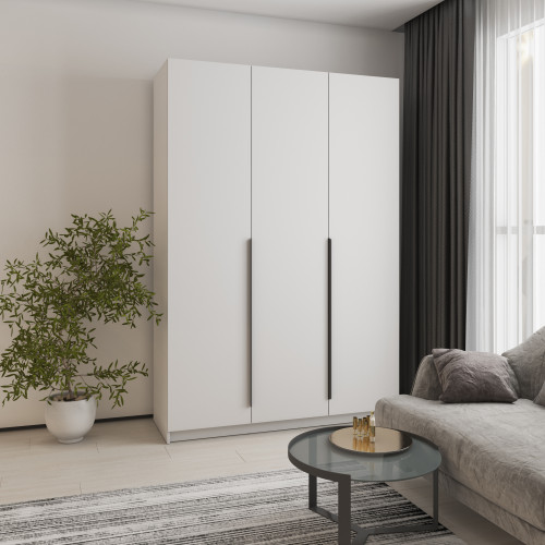 Шафа 3-дверна MebelStar Оскар МДФ Ultra Mat BL-B, блок шухляд 150x52x220 см Аляска біла/Білий (MBS-5721)