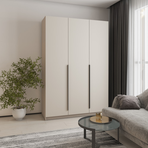 Шафа 3-дверна MebelStar Оскар МДФ Ultra Mat BL-B, стандарт 150x52x220 см Кашемір/Кашемір (MBS-5701)