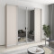 MebelStar Four-door wardrobe Standard AL 2DSP/2 Mirrors Cashmere, 240x60x240 cm (MBS-13141)