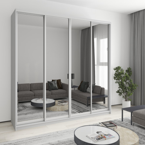 MebelStar Four-door wardrobe Combo AL 4 Mirrors Gray mouse, 240x45x240 cm (MBS-13441)