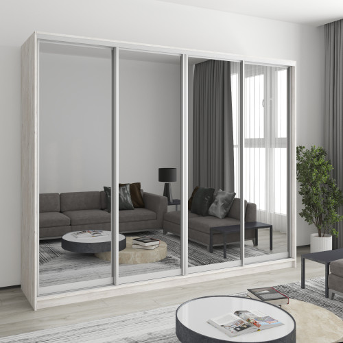 MebelStar Four-door wardrobe Combo AL 4 Mirrors Alaska gray, 260x45x210 cm (MBS-12531)