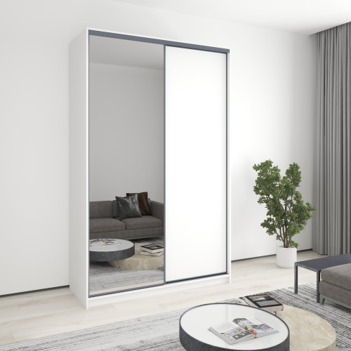 Шкаф-купе двухдверный MebelStar Бавария ДСП/Зеркало 150x60x240 см Аляска белый (MBS-4398)