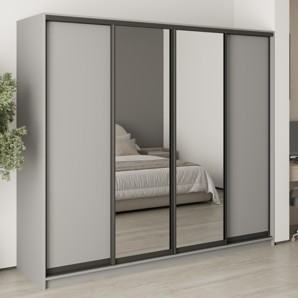 MebelStar Four-door wardrobe Standard BG 2DSP/2 Mirrors Gray mouse, 240x60x210 cm (MBS-11861)