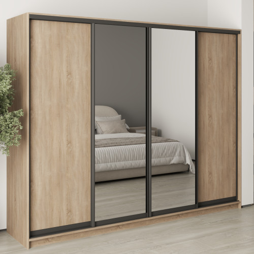 MebelStar Four-door wardrobe Standard BG 2DSP/2 Mirrors Sonoma Oak, 260x60x210 cm (MBS-11871)