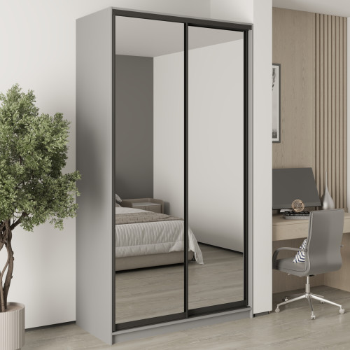 MebelStar Two-door wardrobe Standard BG 2 Mirrors Gray mouse, 130x60x240 cm (MBS-10411)