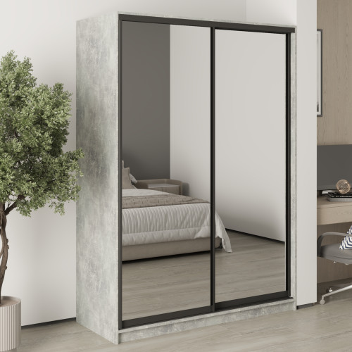 Шафа-купе дводверна MebelStar Стандарт BG 2 Дзеркала 150x60x210 см Бетон (MBS-11241)