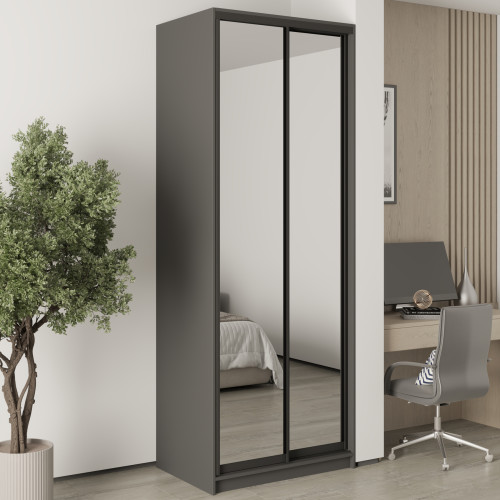 Шкаф-купе двухдверный MebelStar Стандарт BG 2 Зеркала 90x45x240 см Антрацит (MBS-10281)