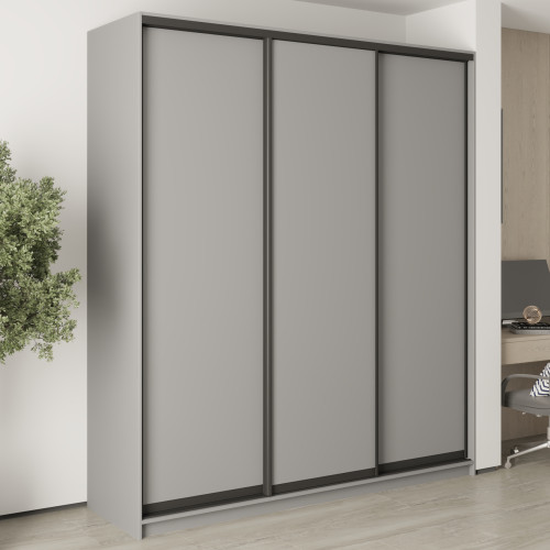 MebelStar Three-door wardrobe Combo BG 3DSP Gray mouse, 210x60x240 cm (MBS-9561)