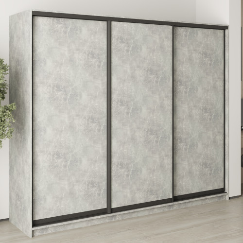 MebelStar Three-door wardrobe Uni BG 3DSP Concrete, 250x60x210 cm (MBS-7933)