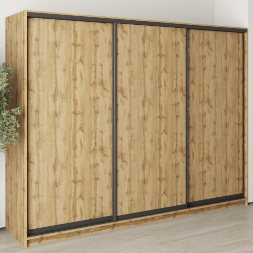 MebelStar Three-door wardrobe Uni BG 3DSP Tahoe oak, 270x45x210 cm (MBS-7963)