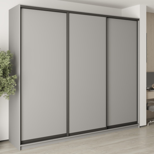 MebelStar Three-door wardrobe Uni BG 3DSP Gray mouse, 270x60x240 cm (MBS-7743)