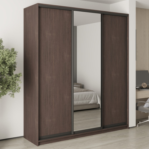 MebelStar Three-door wardrobe Combo BG 2DSP/Mirror Ristreto oak, 210x60x240 cm (MBS-9721)