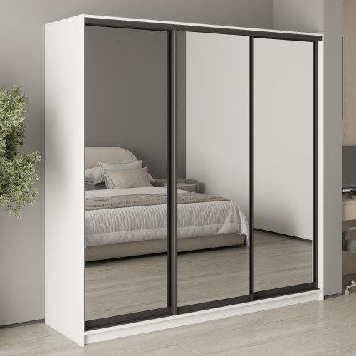 MebelStar Three-door wardrobe Combo BG 3 Mirrors Alaska white, 210x45x210 cm (MBS-9231)