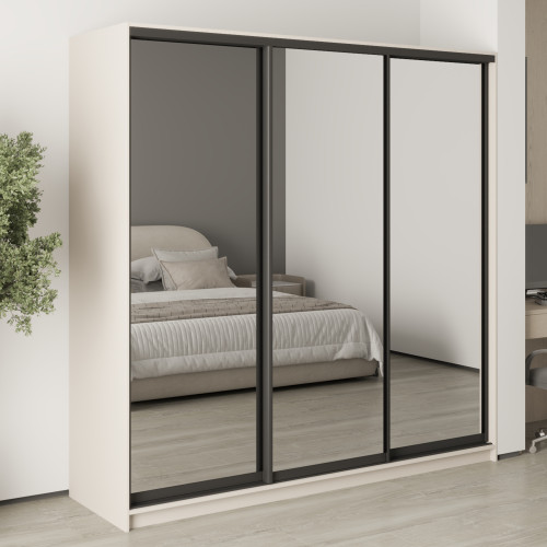 MebelStar Three-door wardrobe Combo BG 3 Mirrors Cashmere, 210x45x210 cm (MBS-9291)
