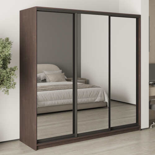 MebelStar Three-door wardrobe Combo BG 3 Mirrors Ristreto oak, 210x45x210 cm (MBS-9351)