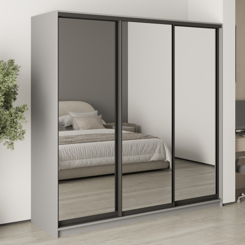 MebelStar Three-door wardrobe Combo BG 3 Mirrors Gray mouse, 210x60x210 cm (MBS-9381)