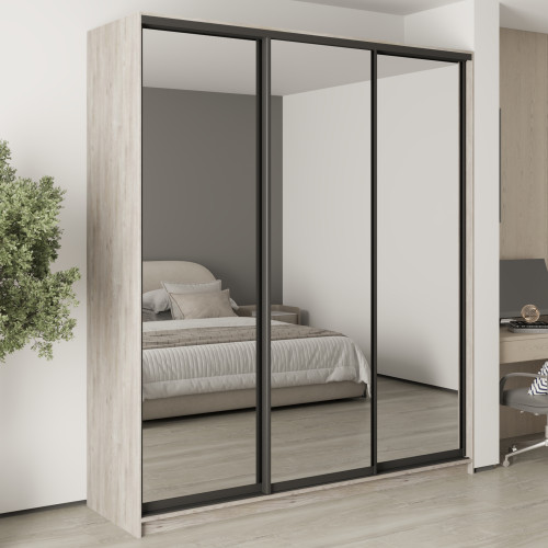 MebelStar Three-door wardrobe Combo BG 3 Mirrors Alaska gray, 210x60x240 cm (MBS-9881)