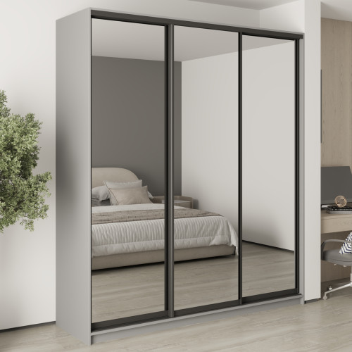 MebelStar Three-door wardrobe Combo BG 3 Mirrors Gray mouse, 210x60x240 cm (MBS-9921)