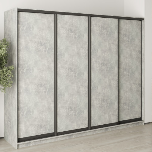 MebelStar Four-door wardrobe Combo BG 4DSP Concrete, 260x45x210 cm (MBS-11971)